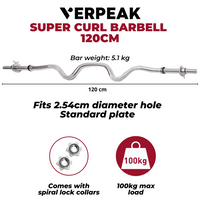 Thumbnail for VERPEAK Standard Barbell 120CM Super Curl Bar