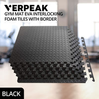 Thumbnail for Verpeak Puzzle Gym Mat EVA Interlocking Foam Tiles with Border (Black)