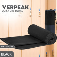 Thumbnail for VERPEAK Quick Dry Gym Sport Towel 110*175CM (Black) VP-QDT-105-JLJD