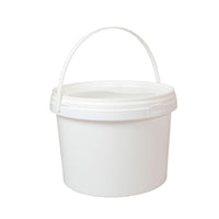 Thumbnail for Bulk 10x 2L Plastic Buckets + Lids - Empty White With Handle - Small Food Pail