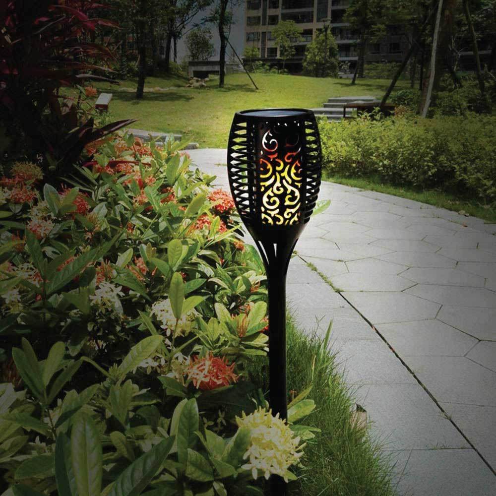 51 LED Bulbs Torch Solar Garden Outdoor Flame Dancing Flickering Light Auto Lamp