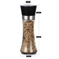 Thumbnail for 1x 180ml Glass Salt or Pepper Grinder 18cm - Adjustable Ceramic Core Tall Mill