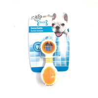 Thumbnail for Dog Dental Rattle - Orange Puppy Teething + Cleaning Gums Rubber Ridges Chew