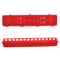 Thumbnail for 50cm Long Poultry Feeder Chicken Feeding Trough Red Plastic Flip Top Container