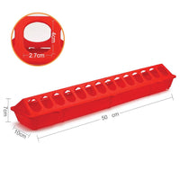 Thumbnail for 50cm Long Poultry Feeder Chicken Feeding Trough Red Plastic Flip Top Container