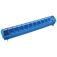 Thumbnail for 68cm Long Poultry Feeder Chicken Feeding Trough Blue Plastic Flip Top Container