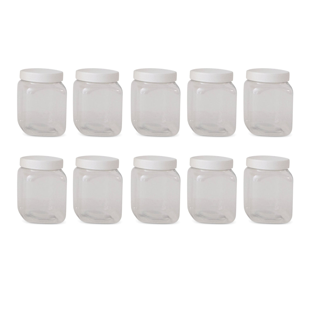 10x 250g Plastic Honey Jars + Lids - Square Clear Food Grade Packaging Containers