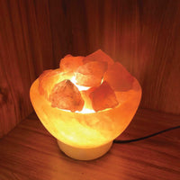 Thumbnail for 12V 12W Fire Bowl Himalayan Pink Salt Lamp Carved Rock Crystal Light Bulb On/Off