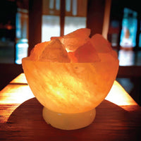 Thumbnail for 12V 12W Fire Bowl Himalayan Pink Salt Lamp Carved Rock Crystal Light Bulb On/Off