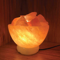 Thumbnail for 12V 12W Fire Bowl Himalayan Pink Salt Lamp Carved Rock Crystal Light Bulb On/Off