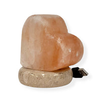 Thumbnail for USB Himalayan Salt Lamp - Heart Love Carved Shape Pink Crystal Rock LED Light