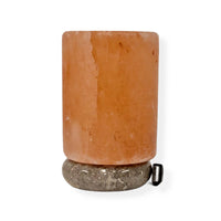 Thumbnail for USB Himalayan Salt Lamp - Cylinder Carved Shape Pink Crystal Rock LED Light