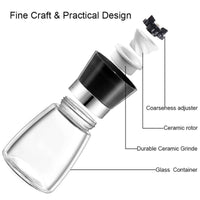 Thumbnail for 12x 150ml Glass Salt or Pepper Grinder 12cm - Adjustable Ceramic Core Short Mill