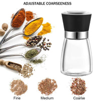 Thumbnail for 12x 150ml Glass Salt or Pepper Grinder 12cm - Adjustable Ceramic Core Short Mill