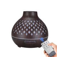 Thumbnail for Essential Oil Aroma Diffuser and Remote - 400ml Hollowed Wood Mist Humidifier