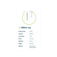 Thumbnail for 20x 1L Measuring Jug Heavy Duty Clear Plastic Propylene Food Grade BPA 5 Pro-Jug