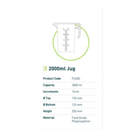 Thumbnail for 2L Measuring Jug Heavy Duty Clear Plastic Propylene Food Grade BPA 5 Pro-Jug