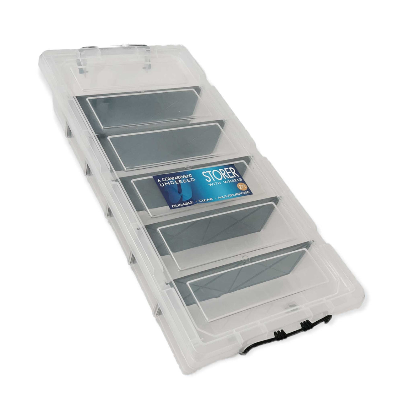 Under Bed 6 Compartment Storer with Wheels 27L Container Tub Storage U ...