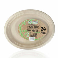 Thumbnail for 24 Pck Eco Friendly Disposable Party Plates 30cm Oval Biodegradable Sugar Cane
