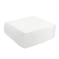 Thumbnail for 100x Takeaway Cake Box 10x10x4 Inches - Square Folding White Dessert Packaging