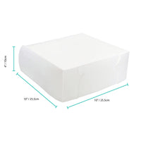 Thumbnail for 100x Takeaway Cake Box 10x10x4 Inches - Square Folding White Dessert Packaging