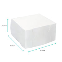 Thumbnail for 100x Takeaway Cake Box 9x9x4 Inches - Square Folding White Dessert Packaging