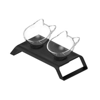 Thumbnail for 2x200ml Elevated Cat Bowl Stand - Double Dinner Pet Kitten Food Twin Feeder