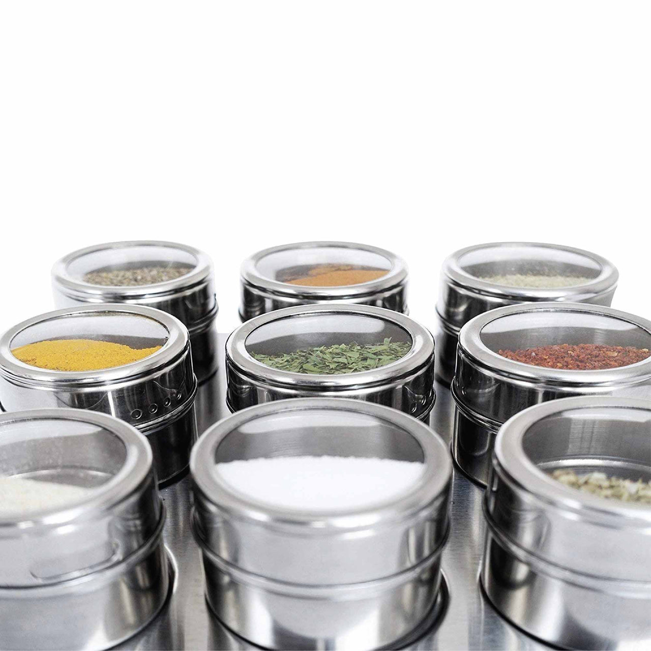 150g Magnetic Spice Jar Stainless Steel Tins - Herb Seasoning Storage Container