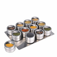 Thumbnail for 12 Magnetic Spice Jar Tins and Steel Plate - 150g Seasoning Storage Containers