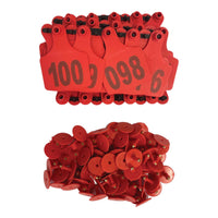 Thumbnail for 1-100 Cattle Number Ear Tags 7.5x10cm Set - XL Red Cow Sheep Livestock Labels