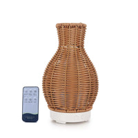 Thumbnail for Essential Oil Aroma Diffuser and Remote - 100ml Rattan Vase Mist Humidifier