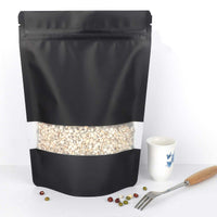 Thumbnail for 100 Resealable Mylar Stand Up Bags 29.5x22cm - Black Food Packaging Zip Pouch