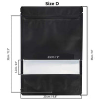 Thumbnail for 100 Resealable Mylar Stand Up Bags 36x25cm - Black Food Packaging Zip Pouch