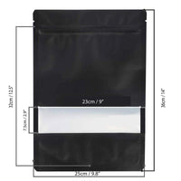 Thumbnail for 400 Resealable Mylar Stand Up Bags 36x25cm - Black Food Packaging Zip Pouch
