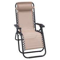 Thumbnail for Wallaroo Zero Gravity Reclining Deck Lounge Sun Beach Chair Outdoor Folding Camping - Beige