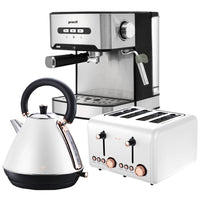 Thumbnail for Pronti Toaster, Kettle & Coffee Machine Breakfast Set - White