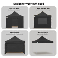 Thumbnail for Wallaroo Gazebo Tent Marquee 3x3 PopUp Outdoor Black