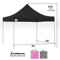 Thumbnail for Wallaroo Gazebo Tent Marquee 3x3 PopUp Outdoor Black