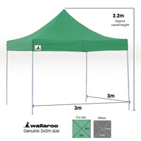 Thumbnail for Wallaroo Gazebo Tent Marquee 3x3 Popup Outdoor - Green