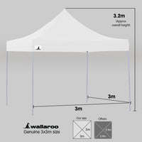 Thumbnail for Wallaroo Gazebo Tent Marquee 3x3 PopUp Outdoor Wallaroo White