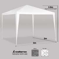 Thumbnail for Wallaroo 3x3m Outdoor Party Wedding Event Gazebo Tent - White