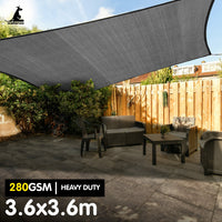 Thumbnail for Wallaroo 280gsm Outdoor Sun Shade Sail Canopy Grey Square 3.6m X 3.6m