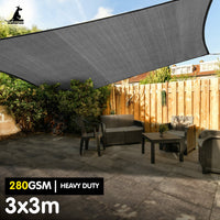 Thumbnail for Wallaroo 280gsm Outdoor Sun Shade Sail Canopy Grey Square 3m x 3m