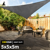 Thumbnail for Wallaroo 280gsm Outdoor Sun Shade Sail Canopy Grey - 5m X 5m X 5m