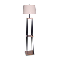 Thumbnail for Sarantino Metal Etagere Floor Lamp Wood shelf Cream Fabric Shade