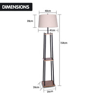 Thumbnail for Sarantino Metal Etagere Floor Lamp Wood shelf Cream Fabric Shade