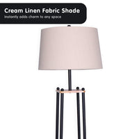 Thumbnail for Sarantino Metal Etagere Floor Lamp Wood shelf Cream Fabric Shade