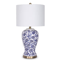 Thumbnail for Sarantino Table Lamp Ceramic Floral Base Cotton Drum Shade