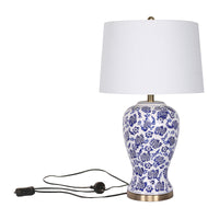 Thumbnail for Sarantino Table Lamp Ceramic Floral Base Cotton Drum Shade