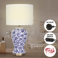 Thumbnail for Sarantino Table Lamp Ceramic Floral Base Cotton Drum Shade